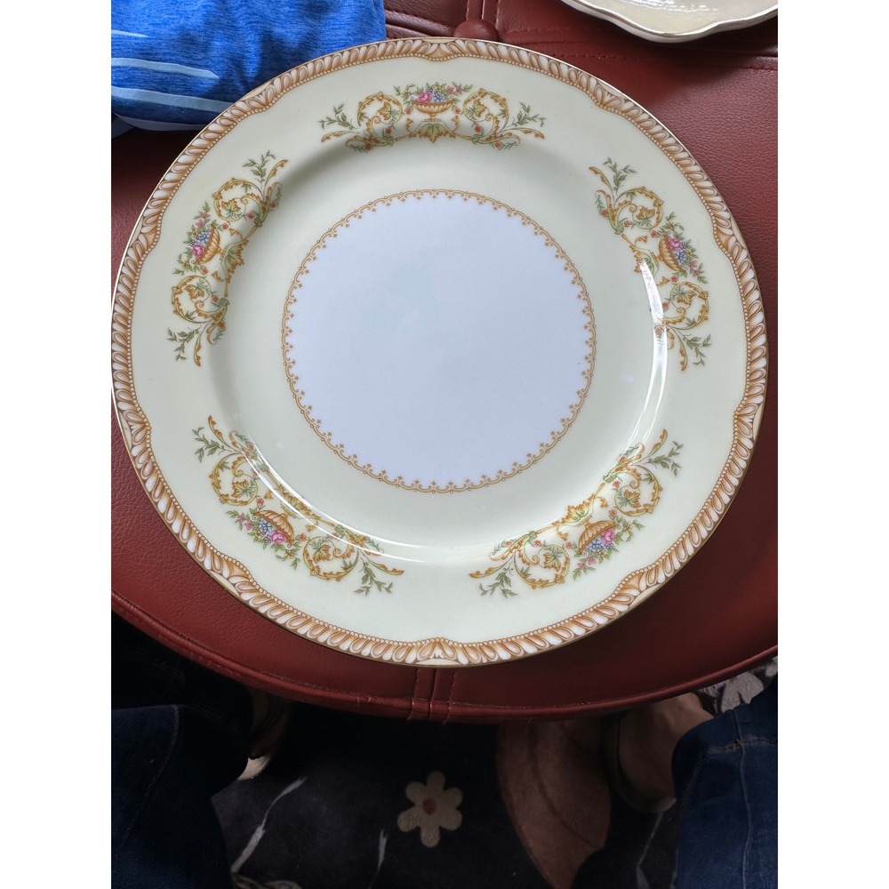 Noritake China Hermosa 3842 Dinner Plate Vintage Floral Urn Gold Trim Japan 10in